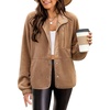 Zeagoo Women Fleece Jacket Western Aztec Print Snap Button Down Outerwear(Light Brown)