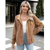 Zeagoo Women Fleece Jacket Western Aztec Print Snap Button Down Outerwear(Light Brown)