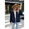 Zeagoo Women Fleece Jacket Western Aztec Print Snap Button Down Outerwear(Navy Blue)