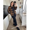 Zeagoo Women Fleece Jacket Western Aztec Print Snap Button Down Outerwear(Navy Plaid)