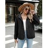 Zeagoo Women Fleece Jacket Western Aztec Print Snap Button Down Outerwear(Solid Black)