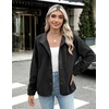 Zeagoo Women Fleece Jacket Western Aztec Print Snap Button Down Outerwear(Solid Black)