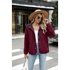 Zeagoo Women Fleece Jacket Western Aztec Print Snap Button Down Outerwear(Wine Red)