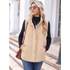 Zeagoo Women Oversized Puffer Vest Stand Collar Zip Up Sleeveless Outerwear(Beige)