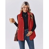 Zeagoo Women Oversized Puffer Vest Stand Collar Zip Up Sleeveless Outerwear(Red)