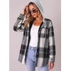 Zeagoo Women Plaid Shacket Fleece Hooded Winter Coat Warm Jackets(Black)
