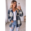 Zeagoo Women Plaid Shacket Fleece Hooded Winter Coat Warm Jackets(Blue)