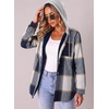 Zeagoo Women Plaid Shacket Fleece Hooded Winter Coat Warm Jackets(Blue)