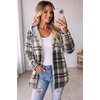 Zeagoo Women Plaid Shacket Fleece Hooded Winter Coat Warm Jackets(Green)
