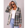 Zeagoo Women Plaid Shacket Fleece Hooded Winter Coat Warm Jackets(Green)