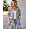 Zeagoo Women Plaid Shacket Fleece Hooded Winter Coat Warm Jackets(Grey)