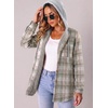 Zeagoo Women Plaid Shacket Fleece Hooded Winter Coat Warm Jackets(Grey)