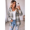 Zeagoo Women Plaid Shacket Fleece Hooded Winter Coat Warm Jackets(Grey02)