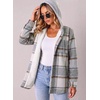 Zeagoo Women Plaid Shacket Fleece Hooded Winter Coat Warm Jackets(Grey02)