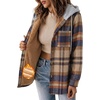 Zeagoo Women Plaid Shacket Fleece Hooded Winter Coat Warm Jackets(Light French Beige)