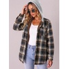 Zeagoo Women Plaid Shacket Fleece Hooded Winter Coat Warm Jackets(Navy Blue)