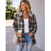 Zeagoo Women Plaid Shacket Fleece Hooded Winter Coat Warm Jackets(Navy Blue)