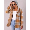 Zeagoo Women Plaid Shacket Fleece Hooded Winter Coat Warm Jackets(Orange)