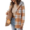 Zeagoo Women Plaid Shacket Fleece Hooded Winter Coat Warm Jackets(Orange)