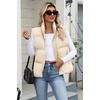 Zeagoo Women Puffer Vest Cropped Winter Outerwear Warm Coat(Beige)