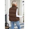 Zeagoo Women Puffer Vest Cropped Winter Outerwear Warm Coat(Brown)