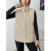 Zeagoo Women Puffer Vest Lightweight Stand Collar Sleeveless Winter Warm Zip Up Padded Outerwear Jackets with Pockets S-XXL(Beige)