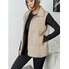 Zeagoo Women Puffer Vest Lightweight Stand Collar Sleeveless Winter Warm Zip Up Padded Outerwear Jackets with Pockets S-XXL(Beige)
