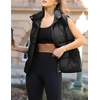 Zeagoo Women Puffer Vest Lightweight Stand Collar Sleeveless Winter Warm Zip Up Padded Outerwear Jackets with Pockets S-XXL(Black)