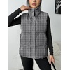Zeagoo Women Puffer Vest Lightweight Stand Collar Sleeveless Winter Warm Zip Up Padded Outerwear Jackets with Pockets S-XXL(Black White Plaid)
