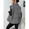 Zeagoo Women Puffer Vest Lightweight Stand Collar Sleeveless Winter Warm Zip Up Padded Outerwear Jackets with Pockets S-XXL(Black White Plaid)
