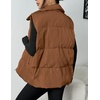 Zeagoo Women Puffer Vest Lightweight Stand Collar Sleeveless Winter Warm Zip Up Padded Outerwear Jackets with Pockets S-XXL(Brown)