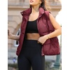 Zeagoo Women Puffer Vest Lightweight Stand Collar Sleeveless Winter Warm Zip Up Padded Outerwear Jackets with Pockets S-XXL(Burgundy)