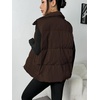 Zeagoo Women Puffer Vest Lightweight Stand Collar Sleeveless Winter Warm Zip Up Padded Outerwear Jackets with Pockets S-XXL(Dark Brown)