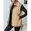 Zeagoo Women Puffer Vest Lightweight Stand Collar Sleeveless Winter Warm Zip Up Padded Outerwear Jackets with Pockets S-XXL(Khaki)