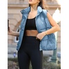 Zeagoo Women Puffer Vest Lightweight Stand Collar Sleeveless Winter Warm Zip Up Padded Outerwear Jackets with Pockets S-XXL(Light Blue)