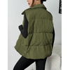Zeagoo Women Puffer Vest Lightweight Stand Collar Sleeveless Winter Warm Zip Up Padded Outerwear Jackets with Pockets S-XXL(Olive)