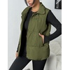 Zeagoo Women Puffer Vest Lightweight Stand Collar Sleeveless Winter Warm Zip Up Padded Outerwear Jackets with Pockets S-XXL(Olive)