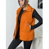 Zeagoo Women Puffer Vest Lightweight Stand Collar Sleeveless Winter Warm Zip Up Padded Outerwear Jackets with Pockets S-XXL(Orange)