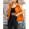 Zeagoo Women Puffer Vest Lightweight Stand Collar Sleeveless Winter Warm Zip Up Padded Outerwear Jackets with Pockets S-XXL(Orange)