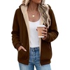 Zeagoo Women Sherpa Fleece Jacket Zip Up Thick Warm Hoodie Fall Winter Coat(Brown)
