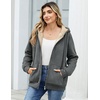 Zeagoo Women Sherpa Fleece Jacket Zip Up Thick Warm Hoodie Fall Winter Coat(Light Grey)