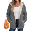 Zeagoo Women Sherpa Fleece Jacket Zip Up Thick Warm Hoodie Fall Winter Coat(Light Grey)