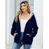 Zeagoo Women Sherpa Fleece Jacket Zip Up Thick Warm Hoodie Fall Winter Coat(Navy Blue)