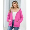 Zeagoo Women Sherpa Fleece Jacket Zip Up Thick Warm Hoodie Fall Winter Coat(Rose Red)