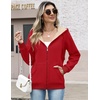 Zeagoo Women Sherpa Fleece Jacket Zip Up Thick Warm Hoodie Fall Winter Coat(Solid Red)