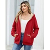 Zeagoo Women Sherpa Fleece Jacket Zip Up Thick Warm Hoodie Fall Winter Coat(Solid Red)