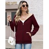Zeagoo Women Sherpa Fleece Jacket Zip Up Thick Warm Hoodie Fall Winter Coat(Wine Red)