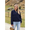 Zeagoo Womens Cropped Jacket Stand Collar Long Sleeve Zip Up Shackets Bomber Jacket Coats with Pockets(Navy Blue)