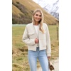 Zeagoo Womens Cropped Jacket Stand Collar Long Sleeve Zip Up Shackets Bomber Jacket Coats with Pockets(White)