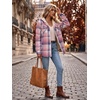 Zeagoo Womens Flannel Jacket Plaid Fleece Lined Shacket Hooded Winter Coats(1-pink Gz877)